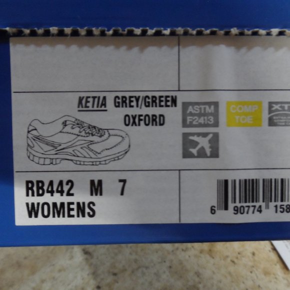 NWOT - REEBOK Ketia Steel Toe Women's Grey/Green Oxford - Size 7M- New In Box - Picture 6 of 6